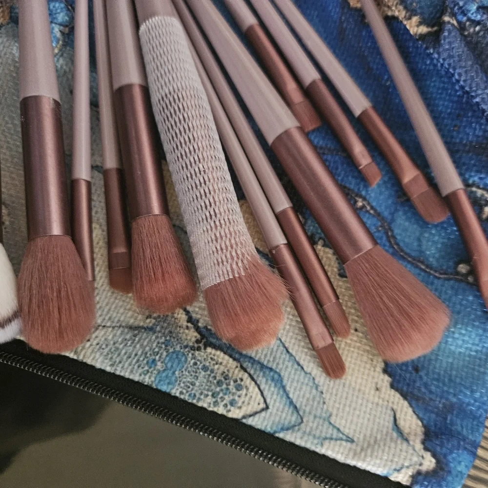 Small fabric Makeup bag with brushes